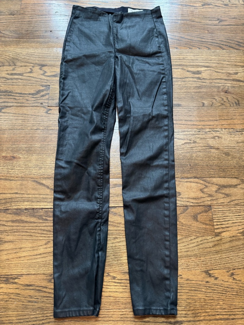 Rag & Bone Black Coated Skinny Jeans Medium Faux Leather Ankle Zip Pants